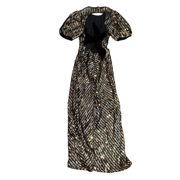 RIXO Gold Sequin Midi Dress Size Small - Picture 6 of 7